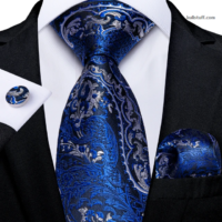 Luxury Black Blue Silver Paisley