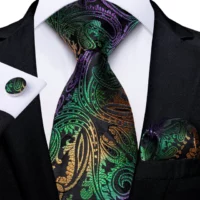 Luxury Black Green Yellow Paisley