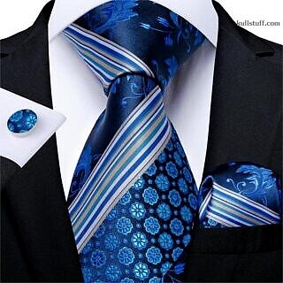 Luxury Blue Striped Floral