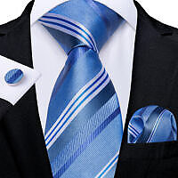 Luxury Blue White Striped