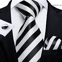 Luxury White Black Striped