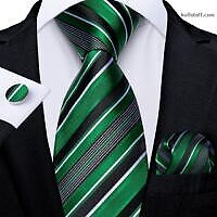 Luxury Black Green Striped