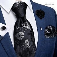 Luxury Black Silver Floral