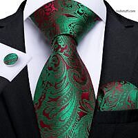 Luxury Red Green Paisley