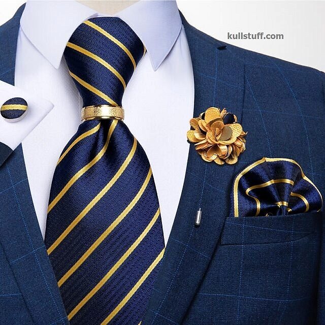 Luxury Blue Yellow Striped-V199