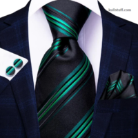 Luxury Black Green Striped-V327