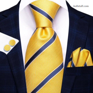 Luxury Yellow Blue Striped-V168