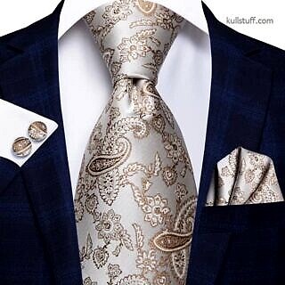 Luxury Milk Gold Paisley necktie