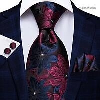 Luxury Red Blue Floral necktie