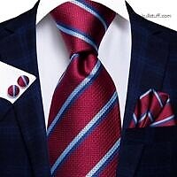 Luxury Red Blue Stripped necktie